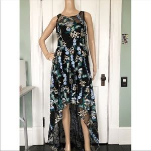 NWT Adrianna Papell Floral Embroidered Tulle Dress